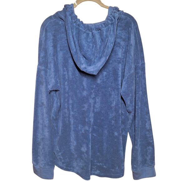 Victoria secret Pink Terry cloth v neck hoodie long sleeve top soft oversized - Picture 2 of 4